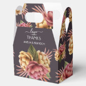 Elegant Peony Flowers op Paars Brown Bedankdoosjes (Geopend)