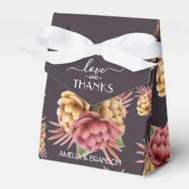 Elegant Peony Flowers op Paars Brown Bedankdoosjes