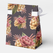 Elegant Peony Flowers op Paars Brown Bedankdoosjes (Achterkant)