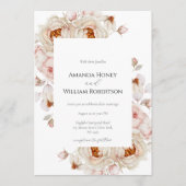 Elegant Peony Garden Wedding Invitation Kaart (Voorkant)