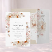 Elegant Peony Garden Wedding Invitation Kaart
