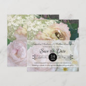 Elegant Peony Hydrangea Blush Pink Floral Art Save The Date (Voorkant / Achterkant)