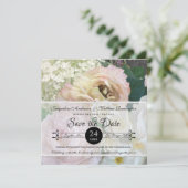 Elegant Peony Hydrangea Blush Pink Floral Art Save The Date (Staand voorkant)