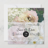 Elegant Peony Hydrangea Blush Pink Floral Art Save The Date (Voorkant)