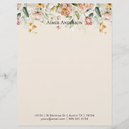 Elegant Peony Hydrangea Floral Pattern Border Briefhoofd