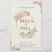 Elegant Peony Lily Roos Wedding Briefpapier (Voorkant)