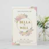 Elegant Peony Lily Roos Wedding Briefpapier (Staand voorkant)