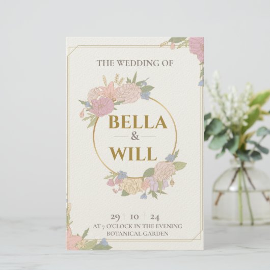 Elegant Peony Lily Roos Wedding Briefpapier (Staand voorkant)