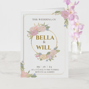 Elegant Peony Lily Roos Wedding Folie Wenskaart