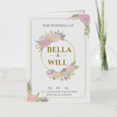 Elegant Peony Lily Roos Wedding Folie Wenskaart (Voorkant)