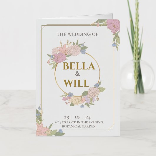 Elegant Peony Lily Roos Wedding Folie Wenskaart (Voorkant)