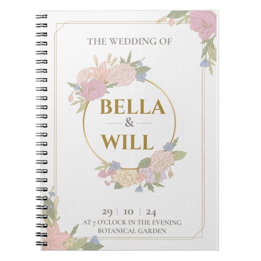 Elegant Peony Lily Roos Wedding Notitieboek (Voorkant)