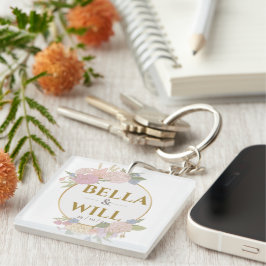 Elegant Peony Lily Roos Wedding Sleutelhanger
