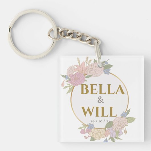 Elegant Peony Lily Roos Wedding Sleutelhanger (voorkant)