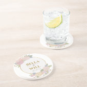 Elegant Peony Lily Roos Wedding Zandsteen Onderzetter (Zijkant)