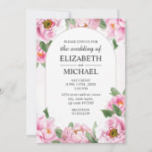 Elegant Peony Minimalist Chic Wedding Uitnodiging (Voorkant)