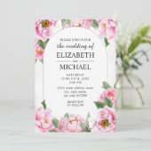 Elegant Peony Minimalist Chic Wedding Uitnodiging (Staand voorkant)