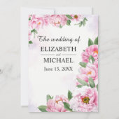 Elegant Peony Minimalist Chic Wedding Uitnodiging (Achterkant)