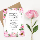 Elegant Peony Minimalist Chic Wedding Uitnodiging