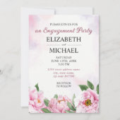Elegant Peony Minimalist Verloving Invitation Kaart (Voorkant)