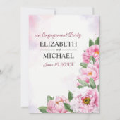 Elegant Peony Minimalist Verloving Invitation Kaart (Achterkant)