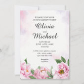 Elegant Peony Minimalist Verloving Invitation Kaart (Voorkant)