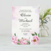 Elegant Peony Minimalist Verloving Invitation Kaart (Staand voorkant)