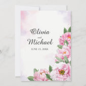 Elegant Peony Minimalist Verloving Invitation Kaart (Achterkant)