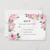 Elegant Peony Minimalist Wedding RSVP Kaart (Voorkant)