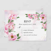 Elegant Peony Minimalist Wedding RSVP Kaart (Voorkant / Achterkant)