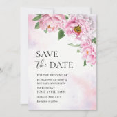 Elegant Peony Photo Save the Date Invitation Kaart (Voorkant)