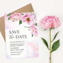 Elegant Peony Photo Save the Date Invitation