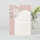 Elegant Peony Roos Stoffig Roze Baby shower Kaart