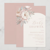 Elegant Peony Roos Stoffig Roze Baby shower Kaart