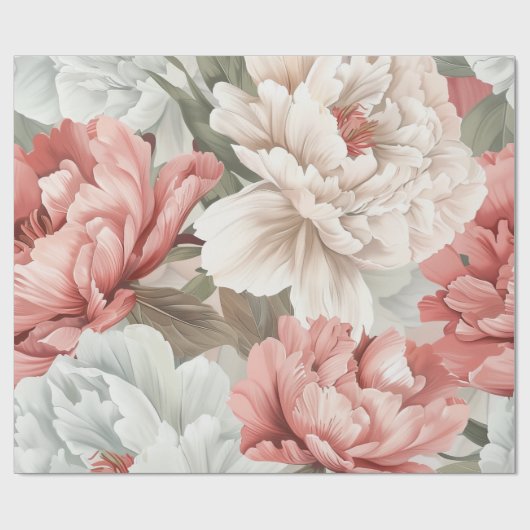 Elegant Peony Seamless Pattern Soft Pastel Cadeaupapier (Vlak)