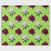 Elegant Peony Summer Green Wrapping Paper Cadeaupapier (Vlak)