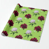 Elegant Peony Summer Green Wrapping Paper Cadeaupapier (Uitgerold)