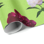 Elegant Peony Summer Green Wrapping Paper Cadeaupapier (Rol Hoek)