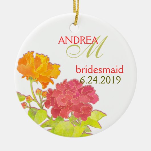 Elegant Peony Wedding Bridesmaids Gift Keramisch Ornament (Voorkant)