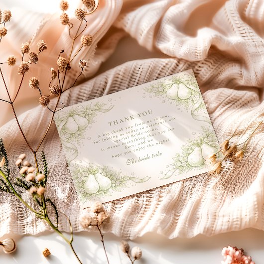 Elegant Perfect Pair Pear Bridal Shower Bedankkaart