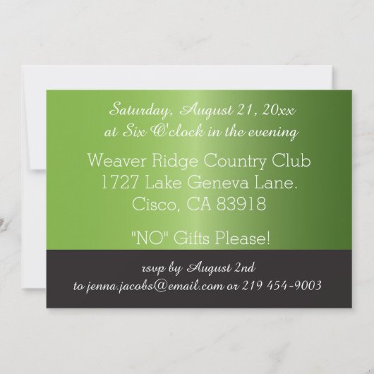 Elegant Peridot and Black Birthday Party Kaart (Achterkant)