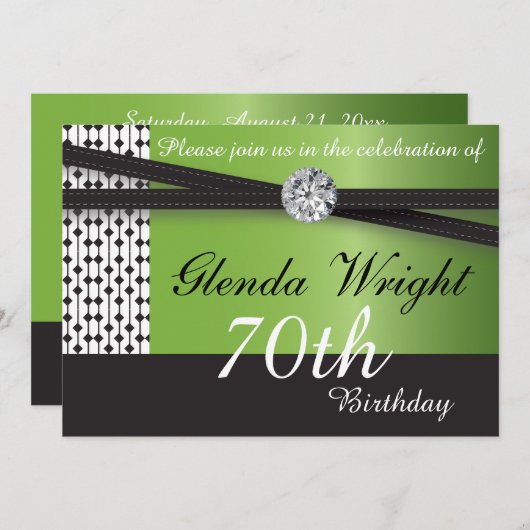 Elegant Peridot and Black Birthday Party Kaart (Voorkant / Achterkant)