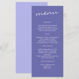 Elegant Periwinkle Blue Calligraphy Wedding Menu