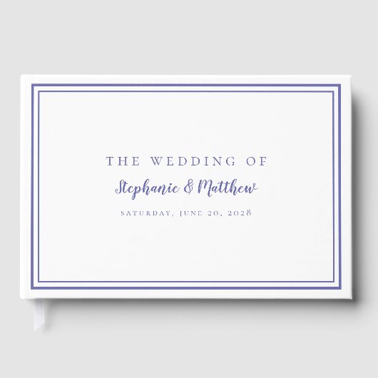 Elegant Periwinkle Blue Chic Simple Modern Wedding Gastenboek (Voorkant)