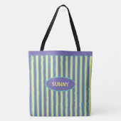 Elegant Periwinkle Blue en Yellow Striped Tote Bag (Voorkant)