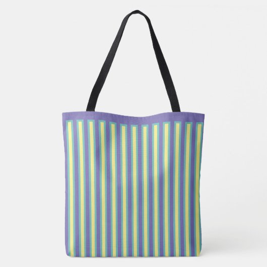 Elegant Periwinkle Blue en Yellow Striped Tote Bag (Achterkant)
