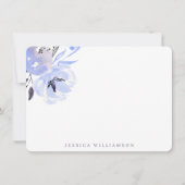 Elegant Periwinkle Blue Floral Personal Stationery Notitiekaartje (Voorkant)
