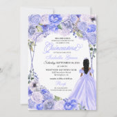 Elegant Periwinkle Blue Floral Quinceanera Kaart (Voorkant)