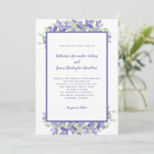 Elegant Periwinkle Blue Floral Waterverf Wedding Kaart (Staand voorkant)