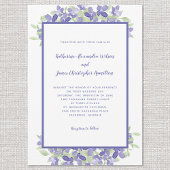 Elegant Periwinkle Blue Floral Waterverf Wedding Kaart